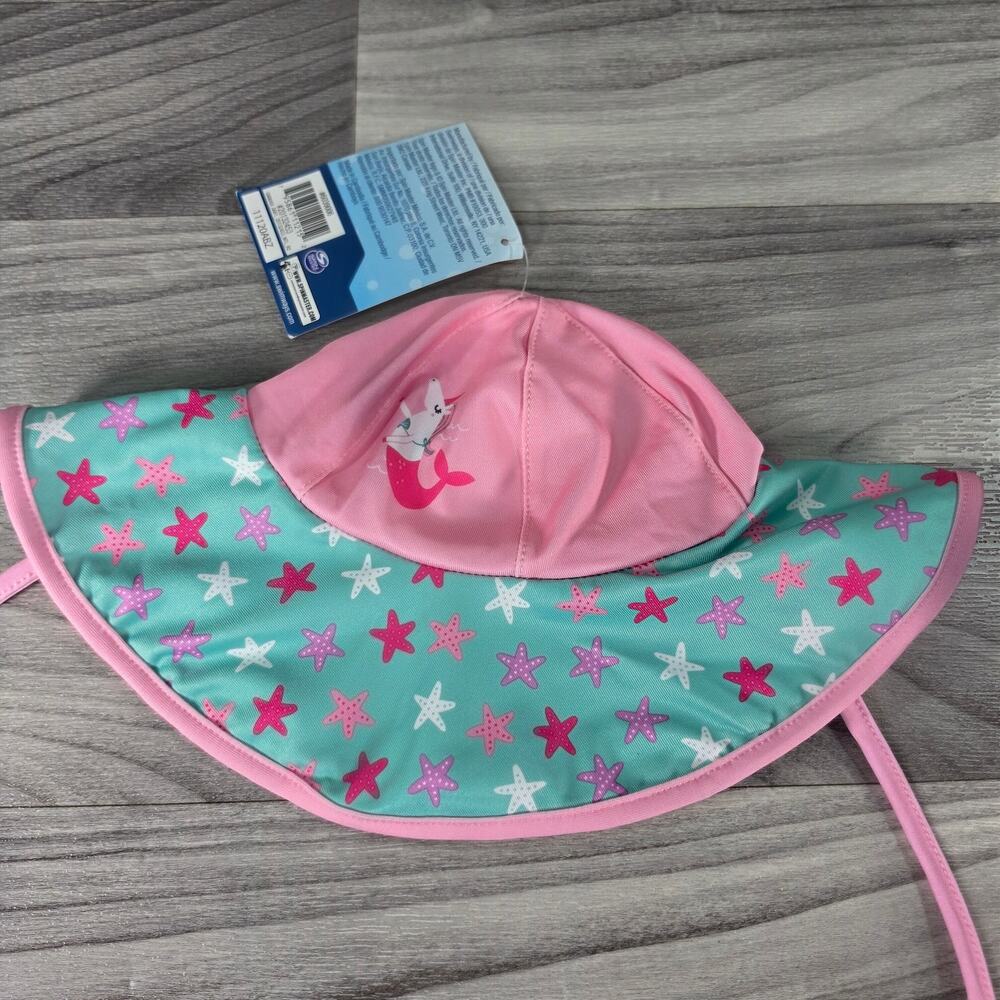 SwimWays Girls Swim Hat UPF 40 Pink Aqua Starfish Unimermaid OSFM NWT